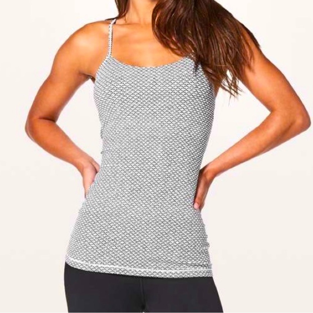 Lululemon Power Pose Tank Monochromic White
& Black Tank Top size 8 NWOT